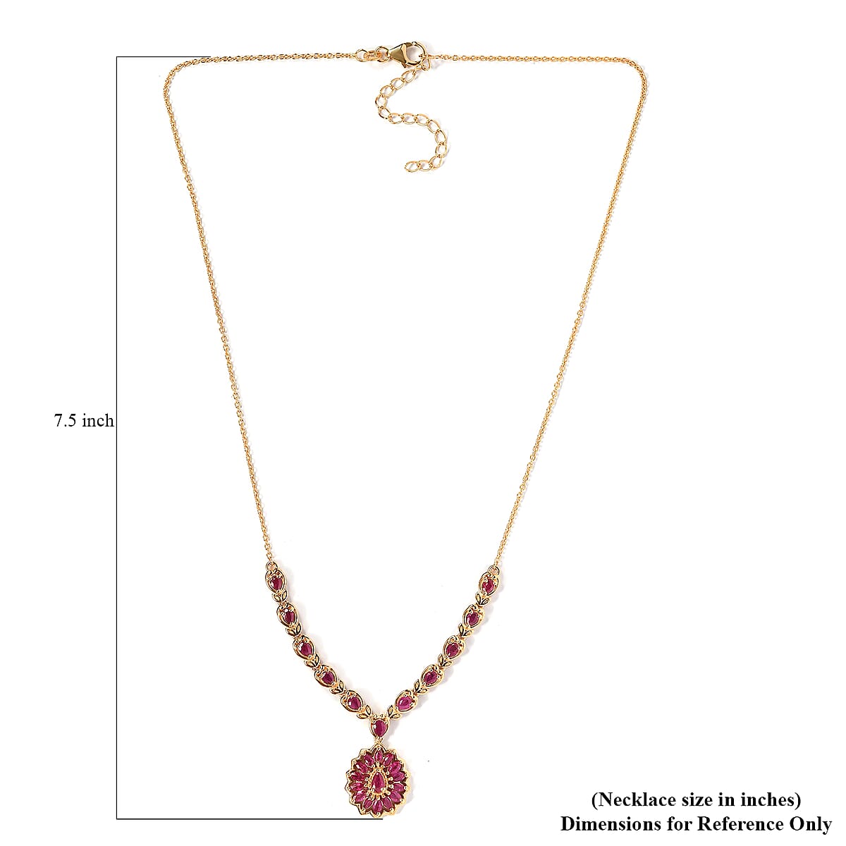Premium Montepuez Ruby Necklace 18 Inches in Vermeil Yellow Gold Over Sterling Silver 3.00 ctw image number 5