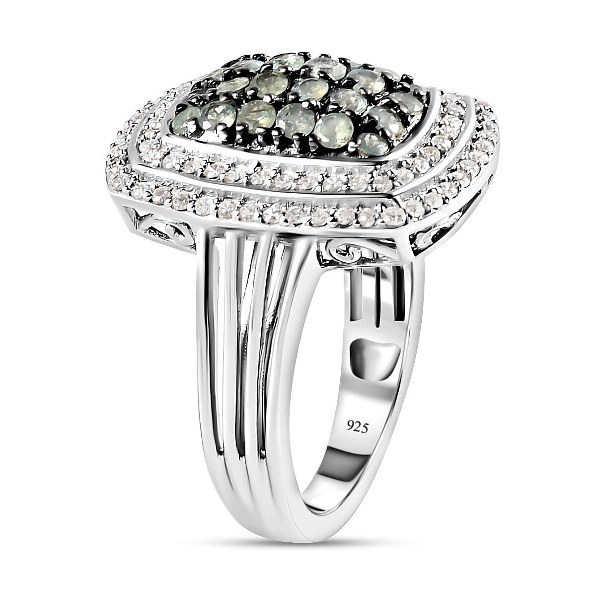 Alexandrite and White Zircon 1.90 ctw Ring in Platinum Over Sterling Silver (Size 10.0)