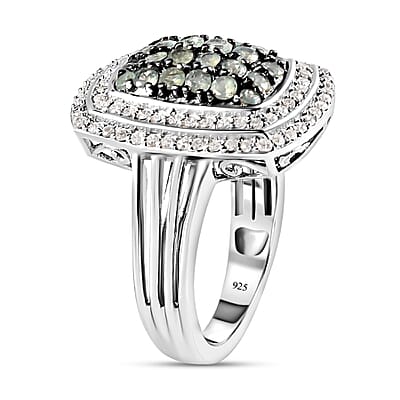 Alexandrite and White Zircon 1.90 ctw Ring in Platinum Over Sterling Silver (Size 10.0)