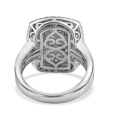 Alexandrite and White Zircon 1.90 ctw Ring in Platinum Over Sterling Silver (Size 10.0)