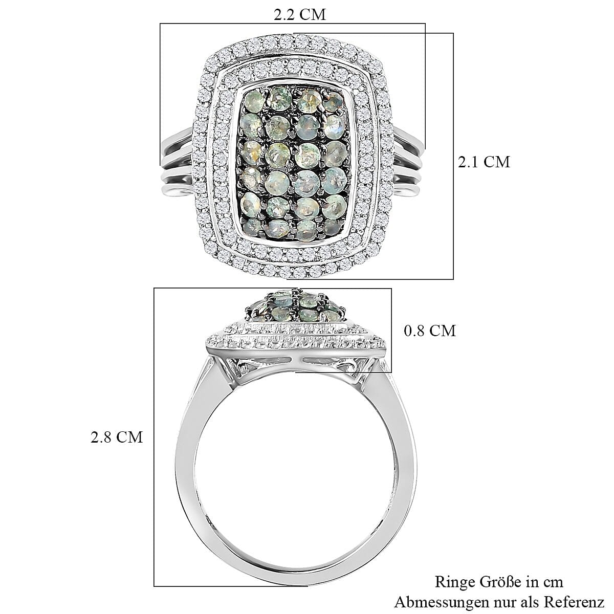 Alexandrite and White Zircon 1.90 ctw Ring in Platinum Over Sterling Silver (Size 10.0)