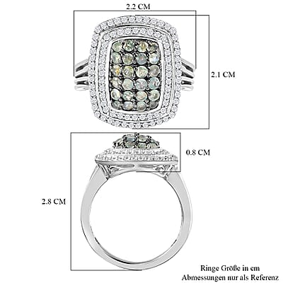 Alexandrite and White Zircon 1.90 ctw Ring in Platinum Over Sterling Silver (Size 10.0)