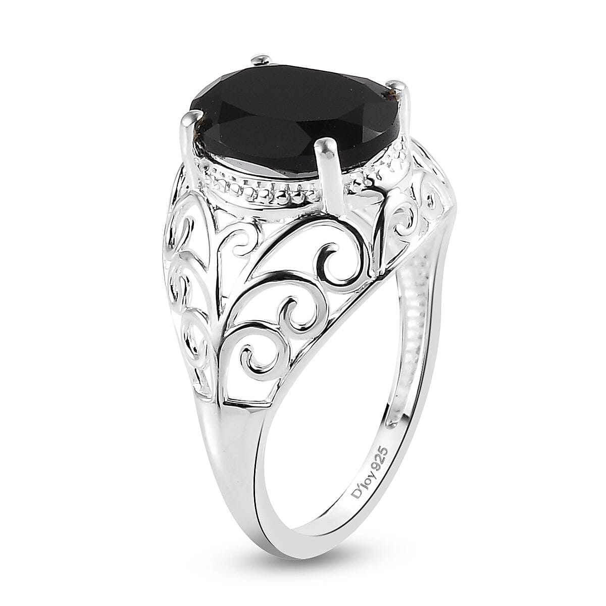 Black Onyx Solitaire Ring in Sterling Silver (Size 8.0) 2.10 ctw image number 3