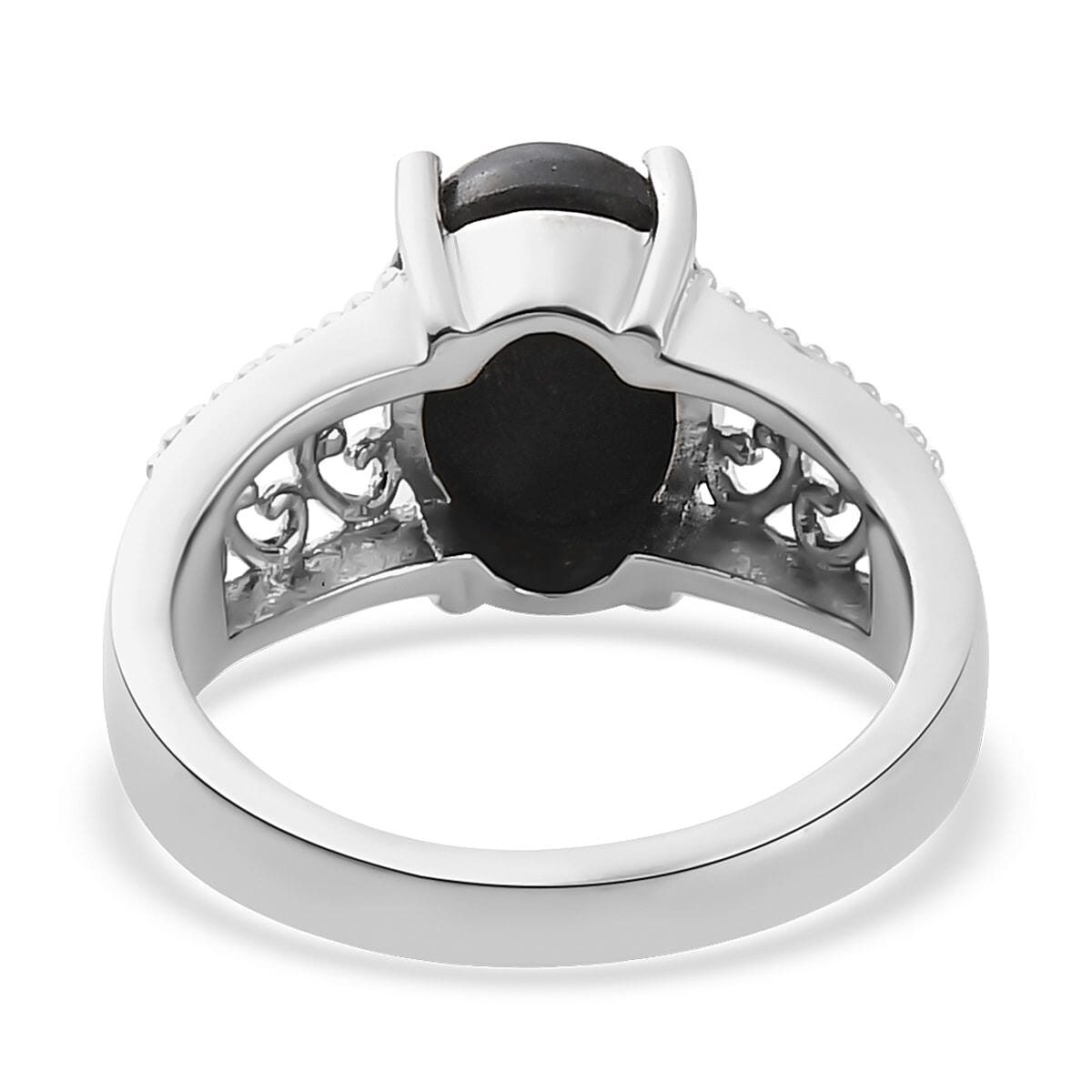 Indian Black Star Diopside Solitaire Ring in Stainless Steel 3.65 ctw image number 4