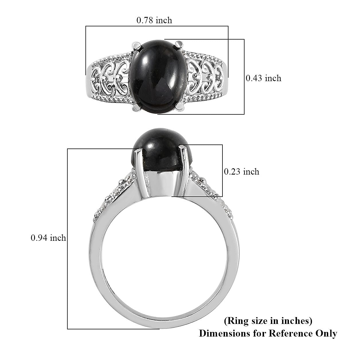Indian Black Star Diopside Solitaire Ring in Stainless Steel (Size 8.0) 3.65 ctw image number 5
