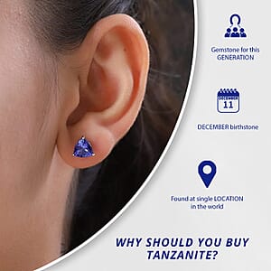 Rhapsody AAAA Tanzanite 3.10 ctw Solitaire Stud Earrings in 950 Platinum