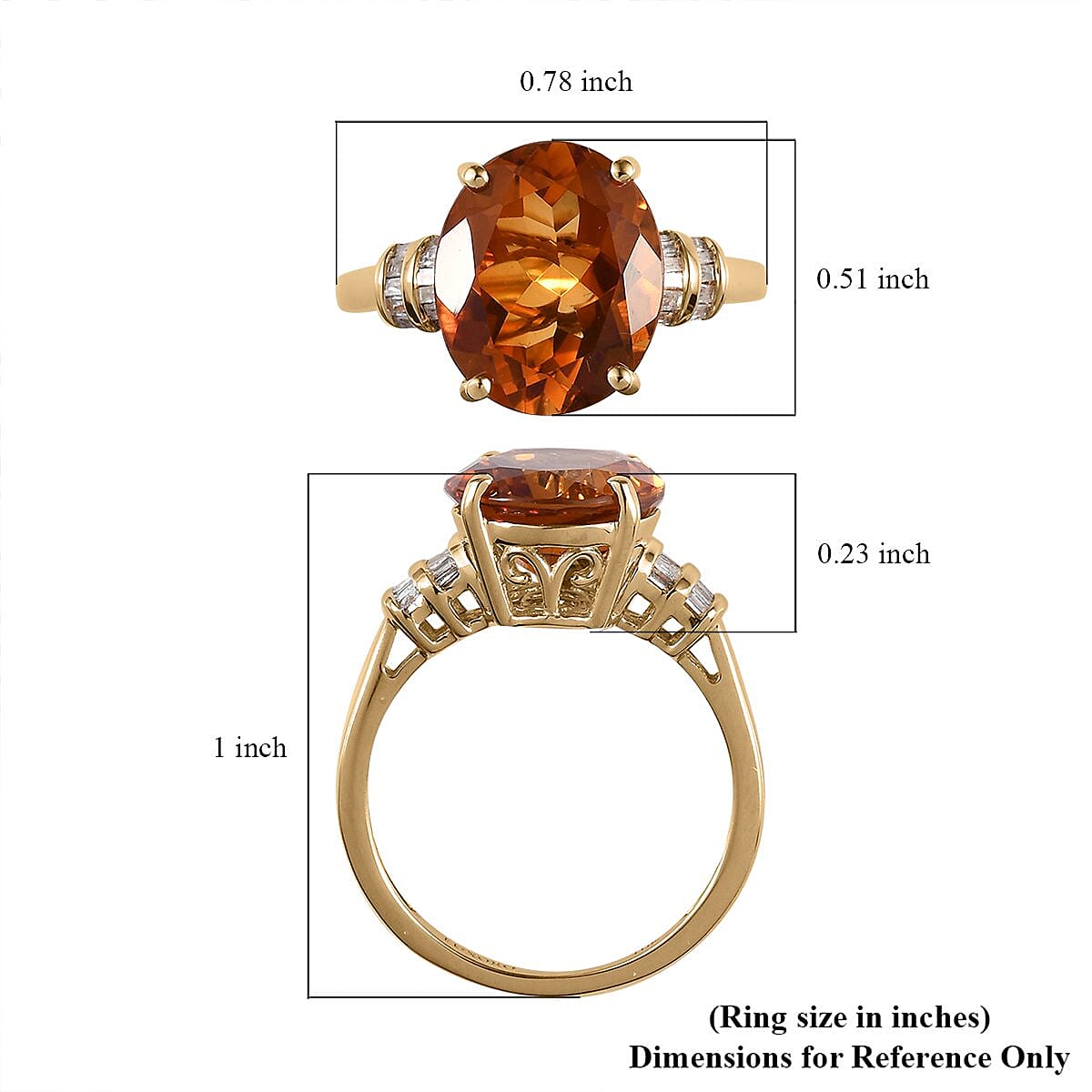 LUXORO 10K Yellow Gold Premium Santa Ana Madeira Citrine and Diamond Ring 2.30 Grams 4.50 ctw image number 5