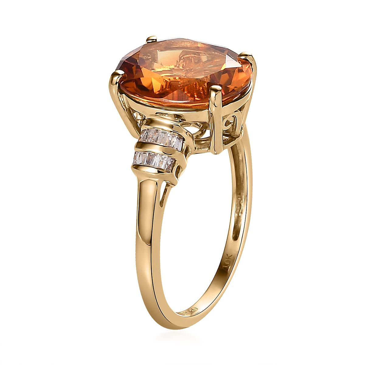 Luxoro 10K Yellow Gold Premium Santa Ana Madeira Citrine and Diamond Ring (Size 6.0) 4.50 ctw image number 3
