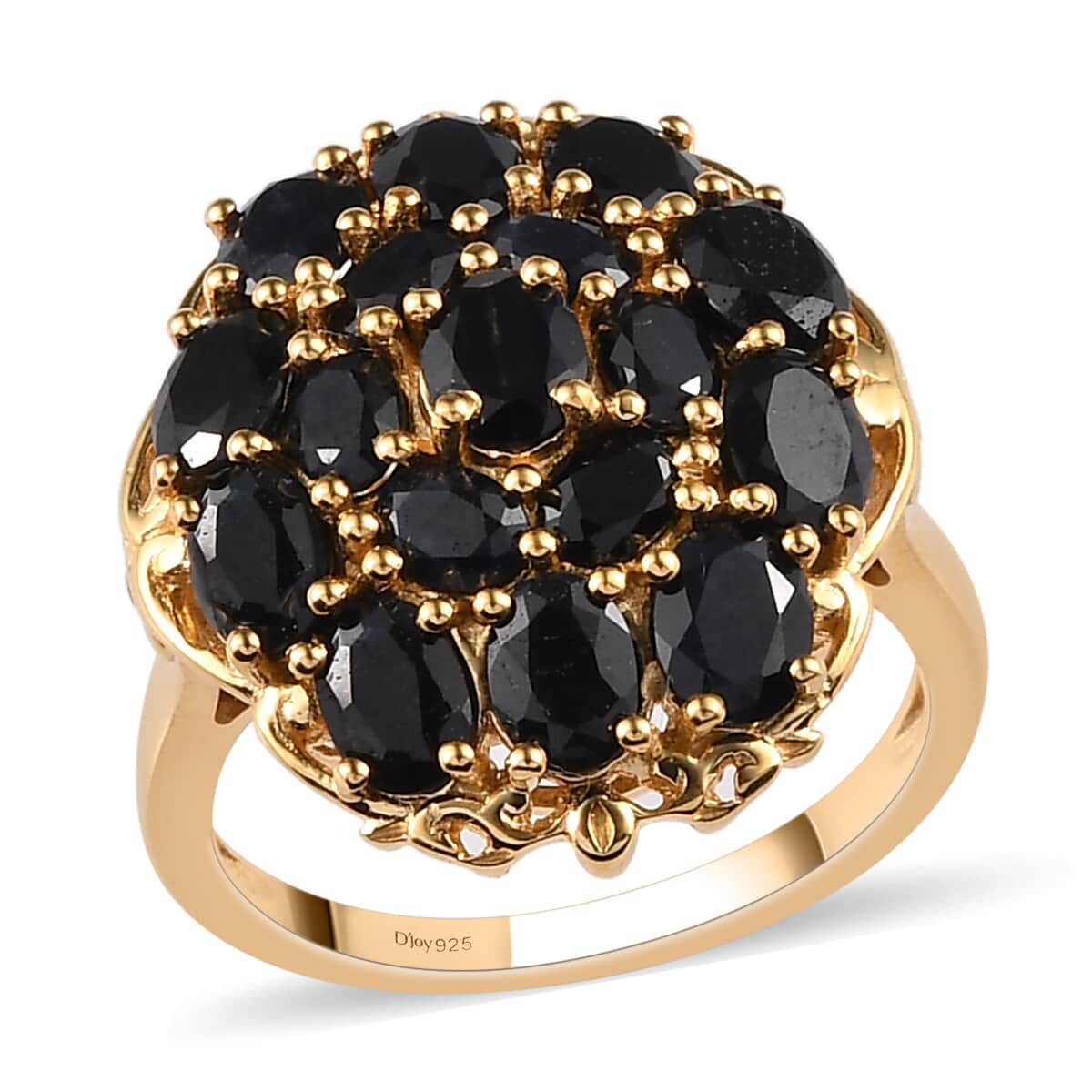 Australian Black Sapphire Cluster Ring in Vermeil Yellow Gold Over Sterling Silver 5.50 ctw image number 0