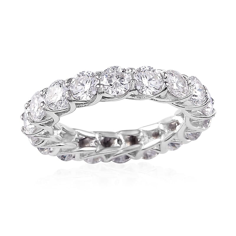 Moissanite Eternity Band Ring in Platinum Over Sterling Silver (Size 5.0) 4.40 ctw