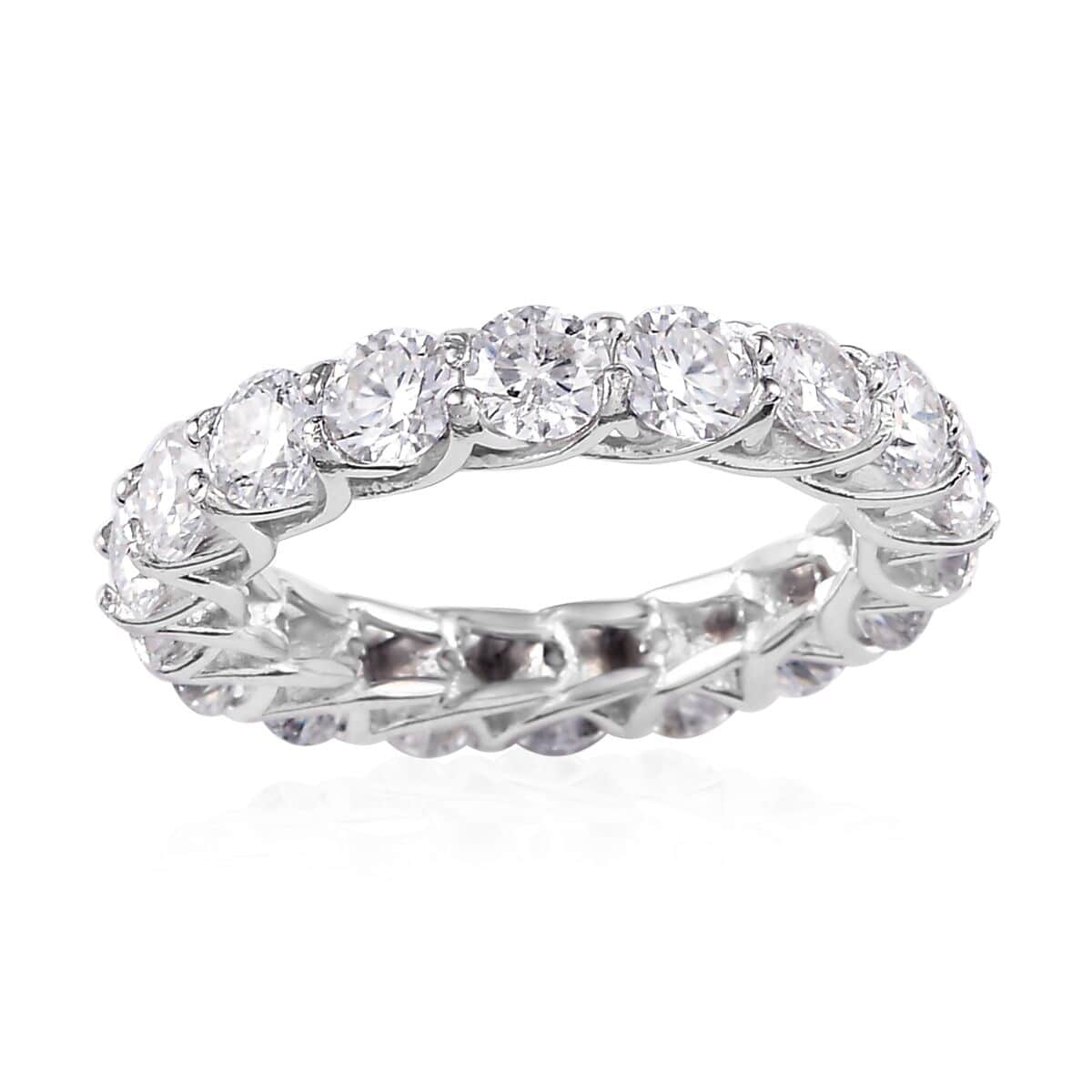 Moissanite Eternity Band Ring in Platinum Over Sterling Silver (Size 5.0) 4.40 ctw image number 0