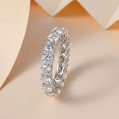 Moissanite Eternity Band Ring in Platinum Over Sterling Silver (Size 5.0) 4.40 ctw