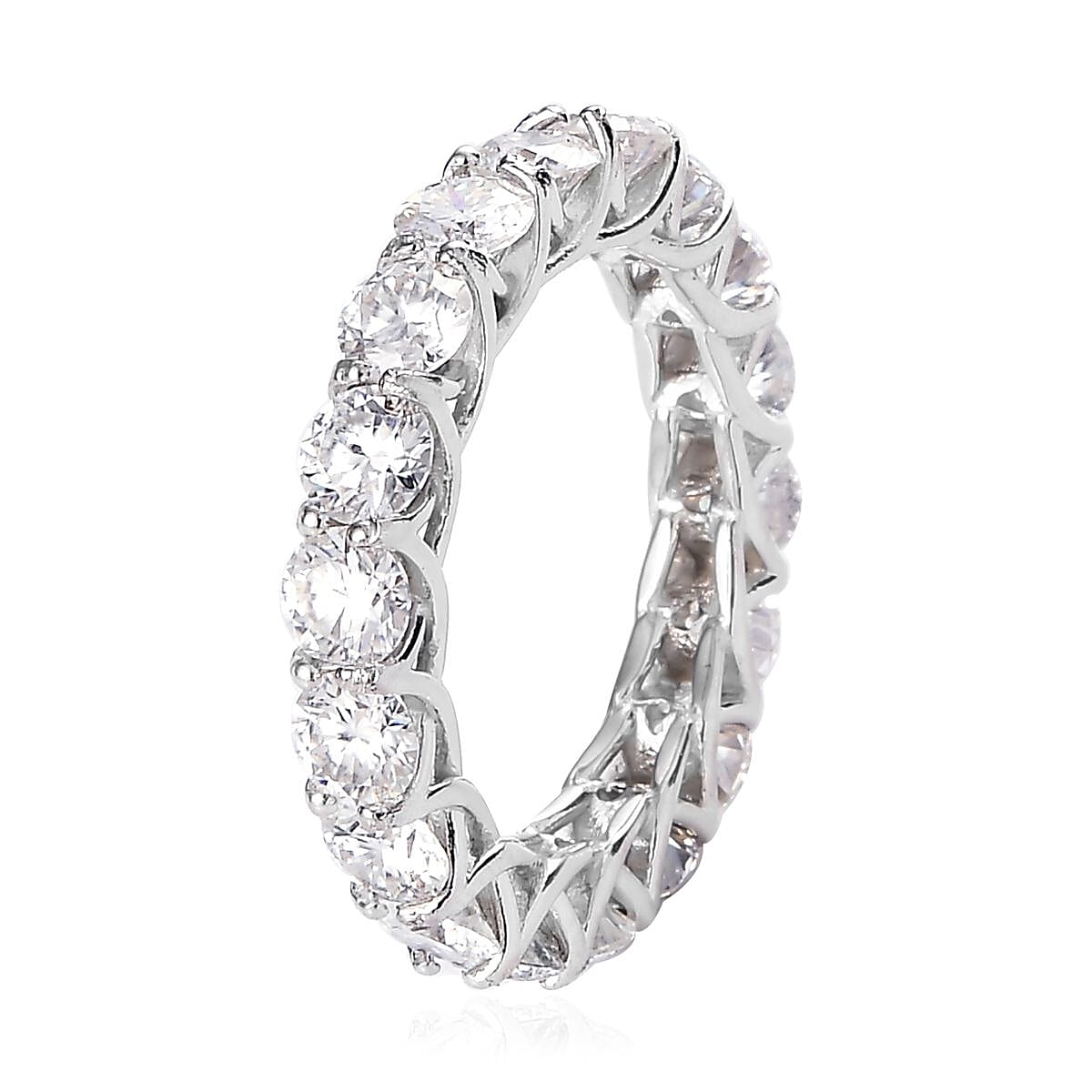 Moissanite Eternity Band Ring in Platinum Over Sterling Silver (Size 5.0) 4.40 ctw
