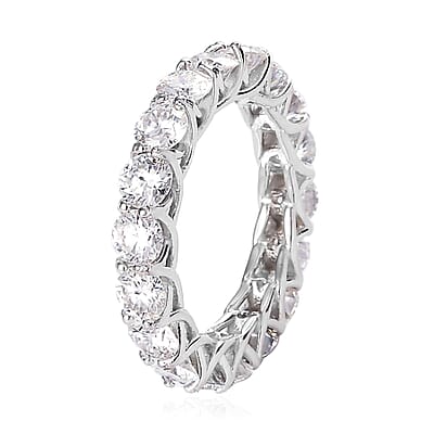 Moissanite Eternity Band Ring in Platinum Over Sterling Silver (Size 5.0) 4.40 ctw