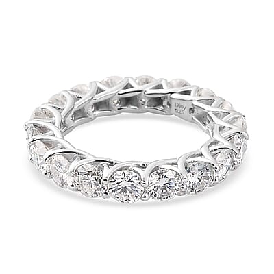 Moissanite Eternity Band Ring in Platinum Over Sterling Silver (Size 5.0) 4.40 ctw
