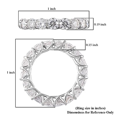 Moissanite Eternity Band Ring in Platinum Over Sterling Silver (Size 5.0) 4.40 ctw