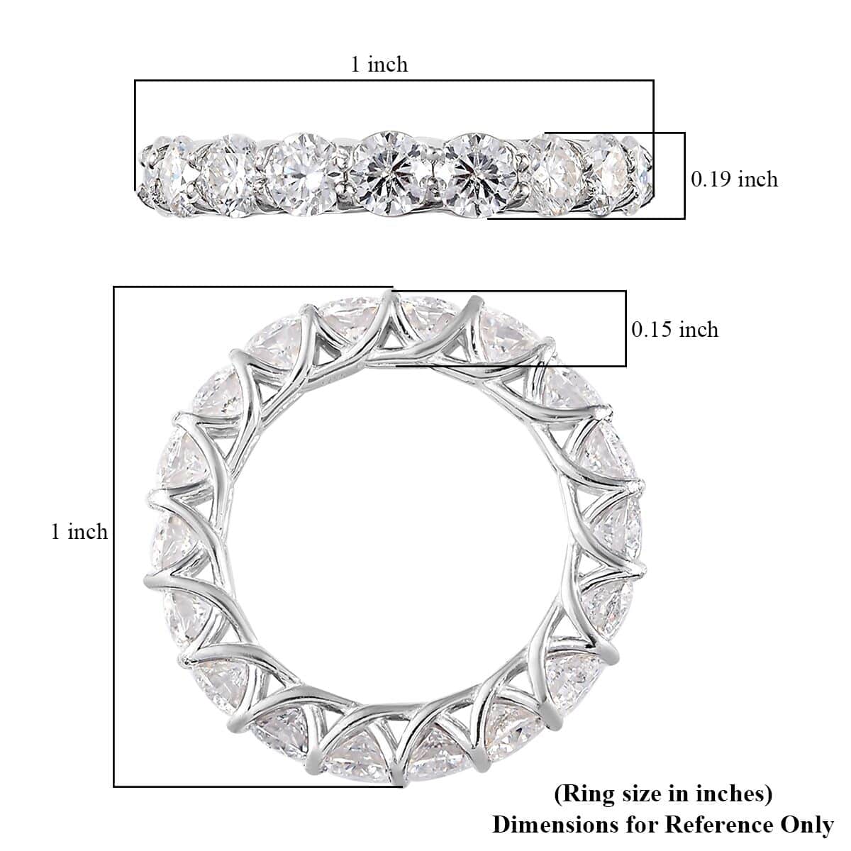 Moissanite Eternity Band Ring in Platinum Over Sterling Silver (Size 5.0) 4.40 ctw image number 5