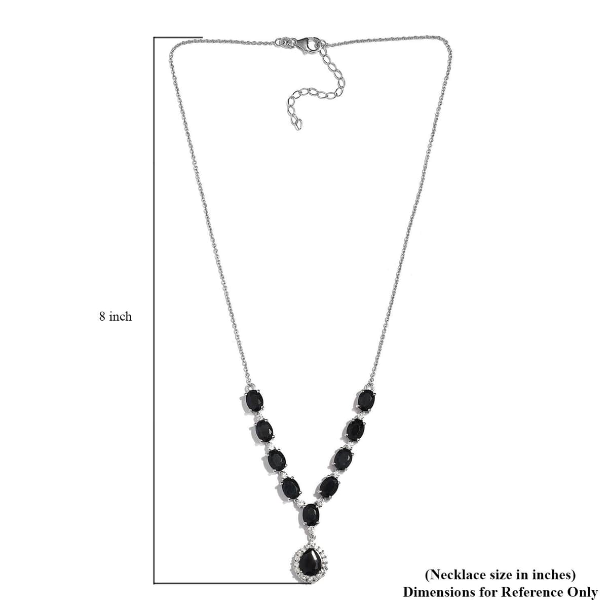 Australian Midnight Sapphire and White Zircon Necklace 18 Inches in Platinum Over Sterling Silver 20.30 ctw image number 5