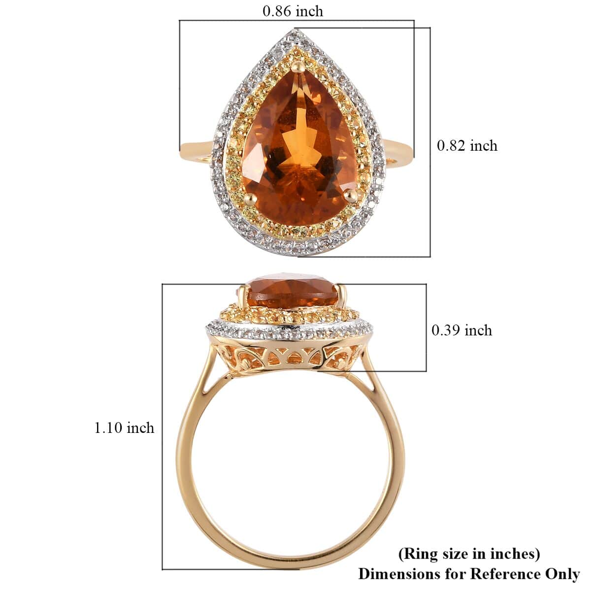 Santa Ana Madeira Citrine and Multi Gemstone Double Halo Ring in Vermeil Yellow Gold Over Sterling Silver 5.80 ctw image number 5