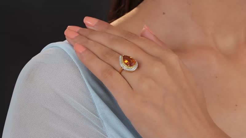 Santa Ana Madeira Citrine and Multi Gemstone Double Halo Ring in Vermeil Yellow Gold Over Sterling Silver 5.80 ctw