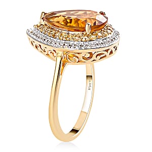 Santa Ana Madeira Citrine and Multi Gemstone Ring in Vermeil Yellow Gold Over Sterling Silver (Size 8.0) 5.80 ctw