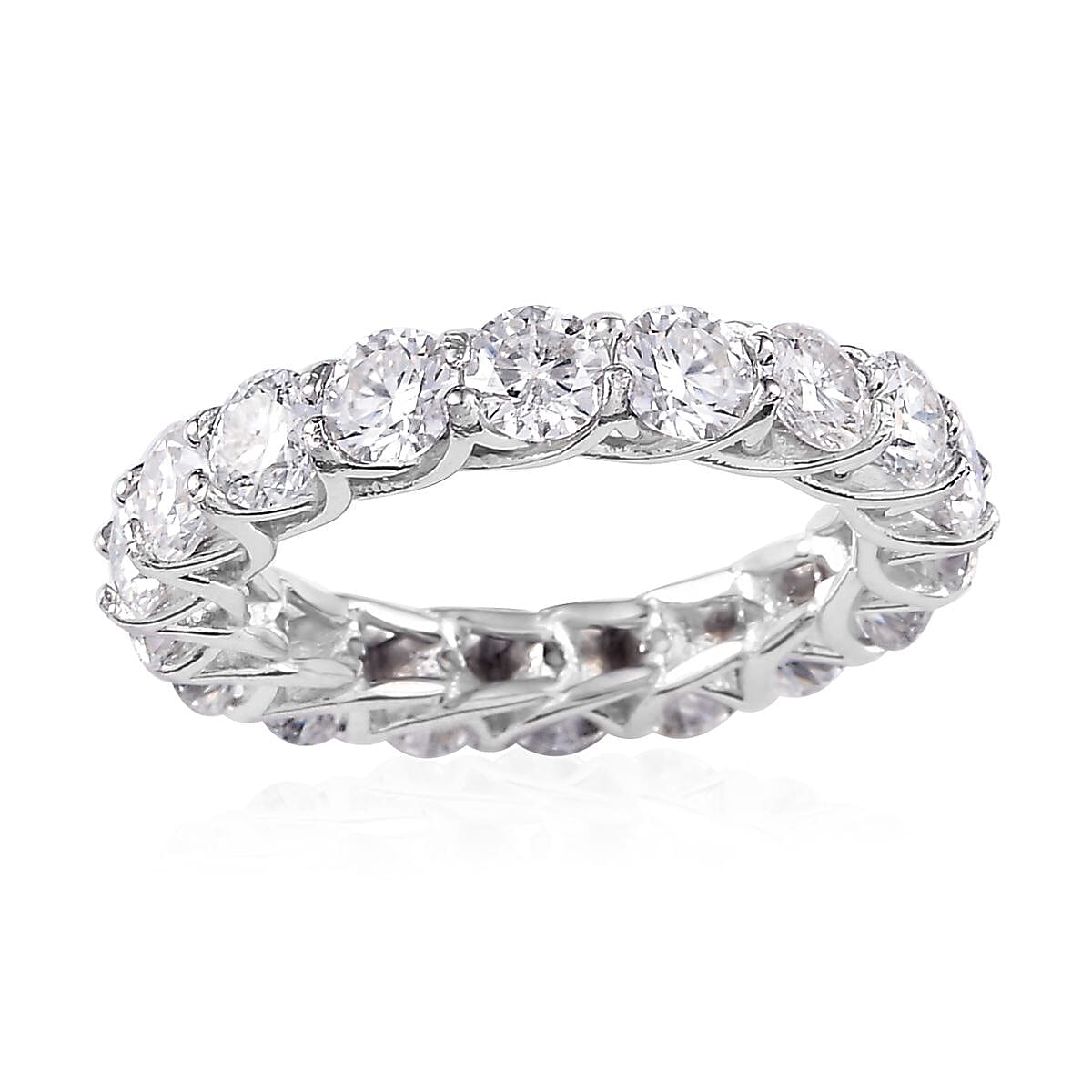 Moissanite Eternity Band Ring in Platinum Over Sterling Silver (Size 7.0) 4.40 ctw image number 0