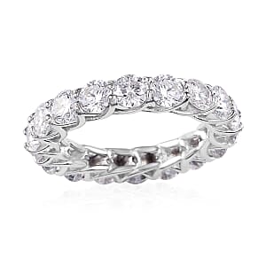 Moissanite Eternity Band Ring in Platinum Over Sterling Silver (Size 7.0) 4.40 ctw