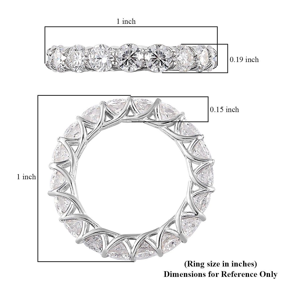 Moissanite Eternity Band Ring in Platinum Over Sterling Silver (Size 7.0) 4.40 ctw image number 5