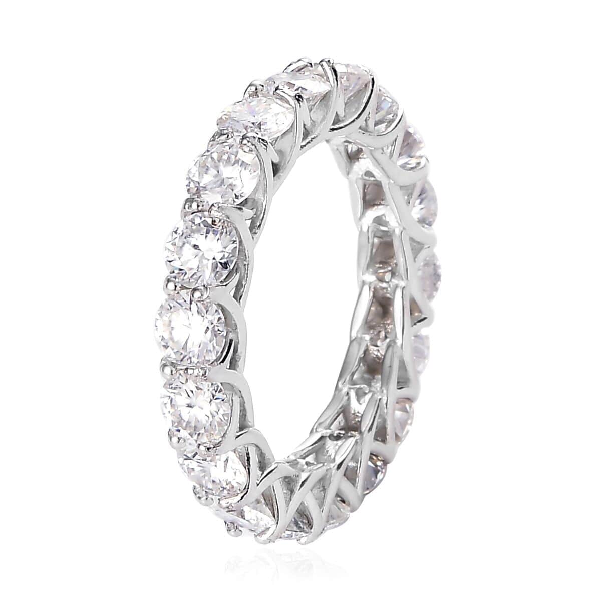 Buy Moissanite Eternity Band Ring in Platinum Over Sterling Silver ...