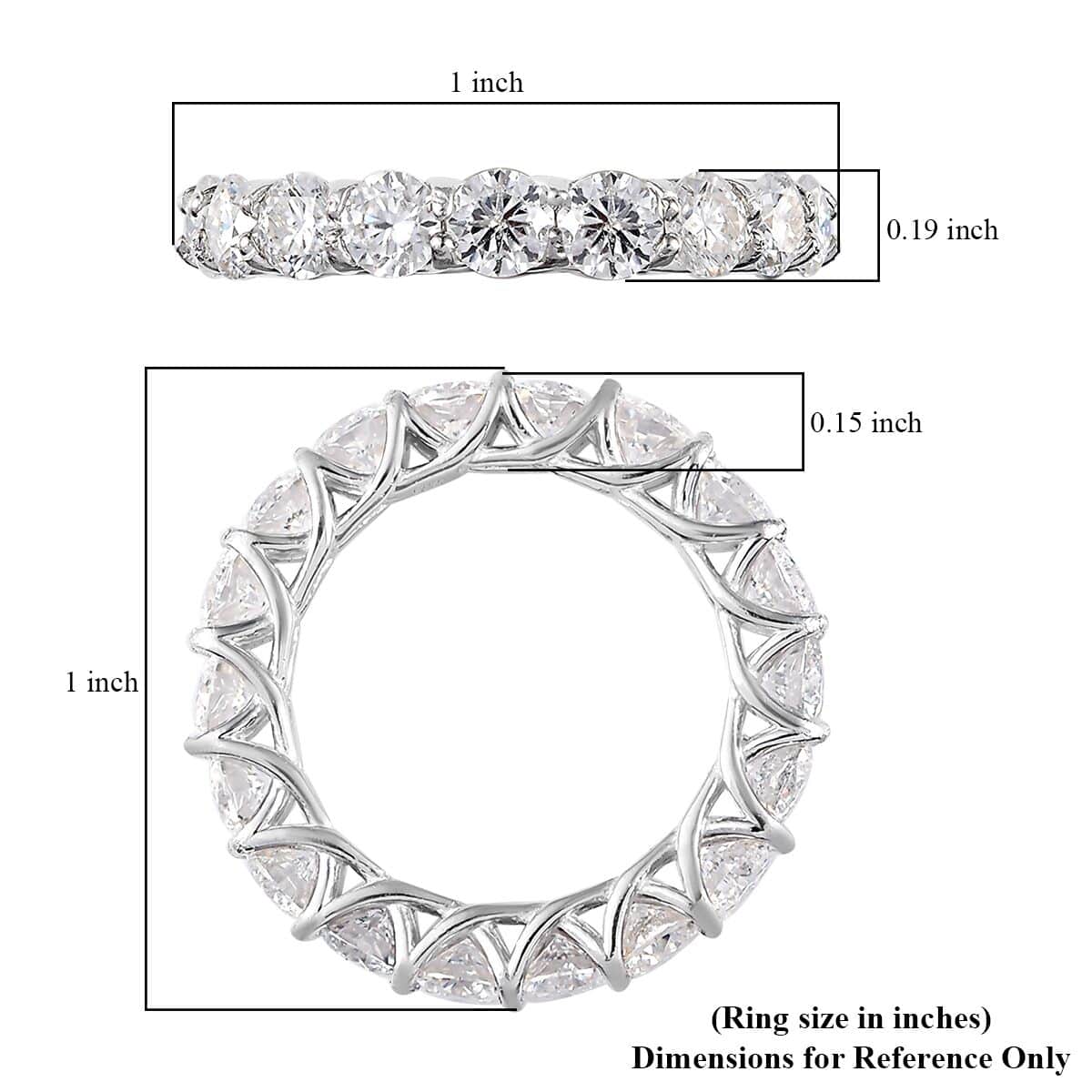 Moissanite Eternity Band Ring in Platinum Over Sterling Silver (Size 8.0) 4.40 ctw image number 5