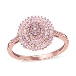 Natural Pink Diamond I3 Cluster Ring in Vermeil Rose Gold Over Sterling Silver 0.50 ctw