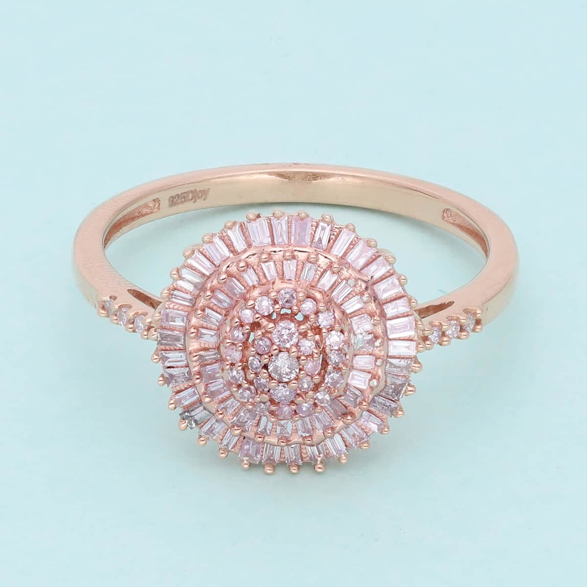 Natural Pink Diamond I3 Cluster Ring in Vermeil Rose Gold Over Sterling Silver (Size 10.0) 0.50 ctw image number 1