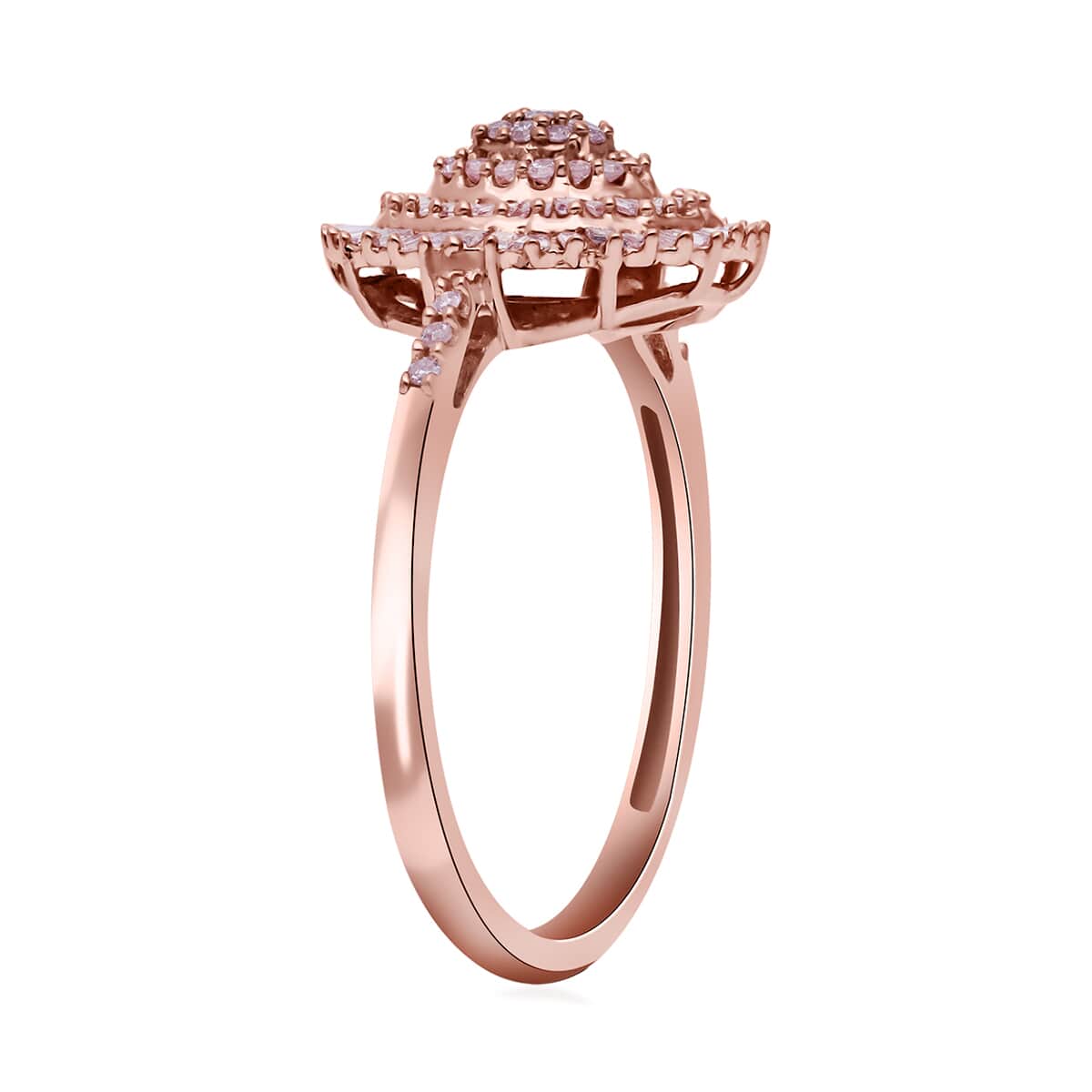 Natural Pink Diamond I3 Cluster Ring in Vermeil Rose Gold Over Sterling Silver (Size 10.0) 0.50 ctw image number 3