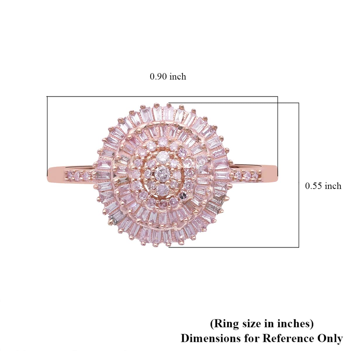 Natural Pink Diamond I3 Cluster Ring in Vermeil Rose Gold Over Sterling Silver (Size 10.0) 0.50 ctw image number 5