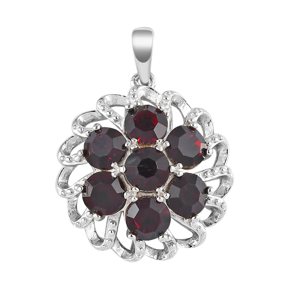 Karis Amethyst Color Crystal Floral Pendant in Platinum Bond image number 0