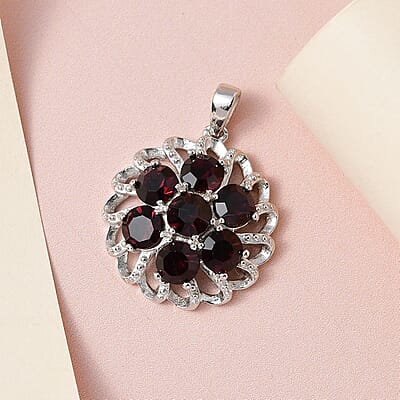 Karis Amethyst Color Crystal Floral Pendant without Chain in Platinum Bond