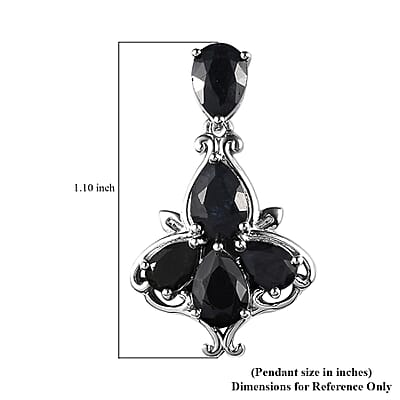 Australian Midnight Sapphire Dangling Earrings in Platinum Over Sterling Silver 8.50 ctw