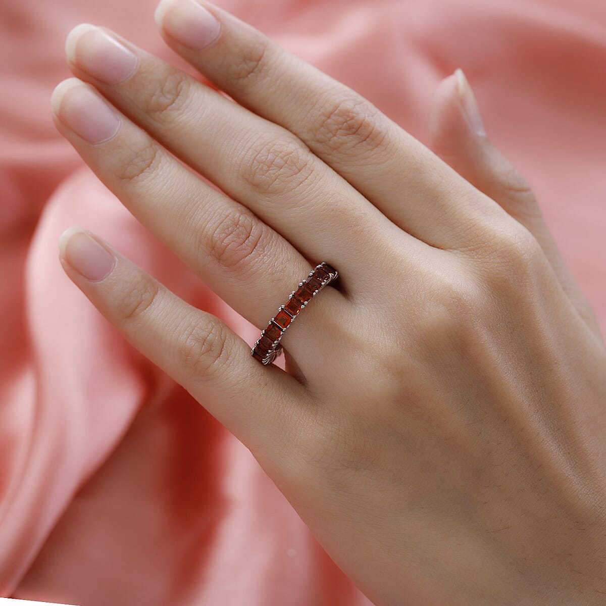 Santa Ana Madeira Citrine Eternity Band Ring in Platinum Over Sterling Silver (Size 8.0) 3.25 ctw image number 2