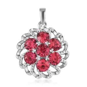 Karis Rose Color Crystal Floral Pendant without Chain in Platinum Bond