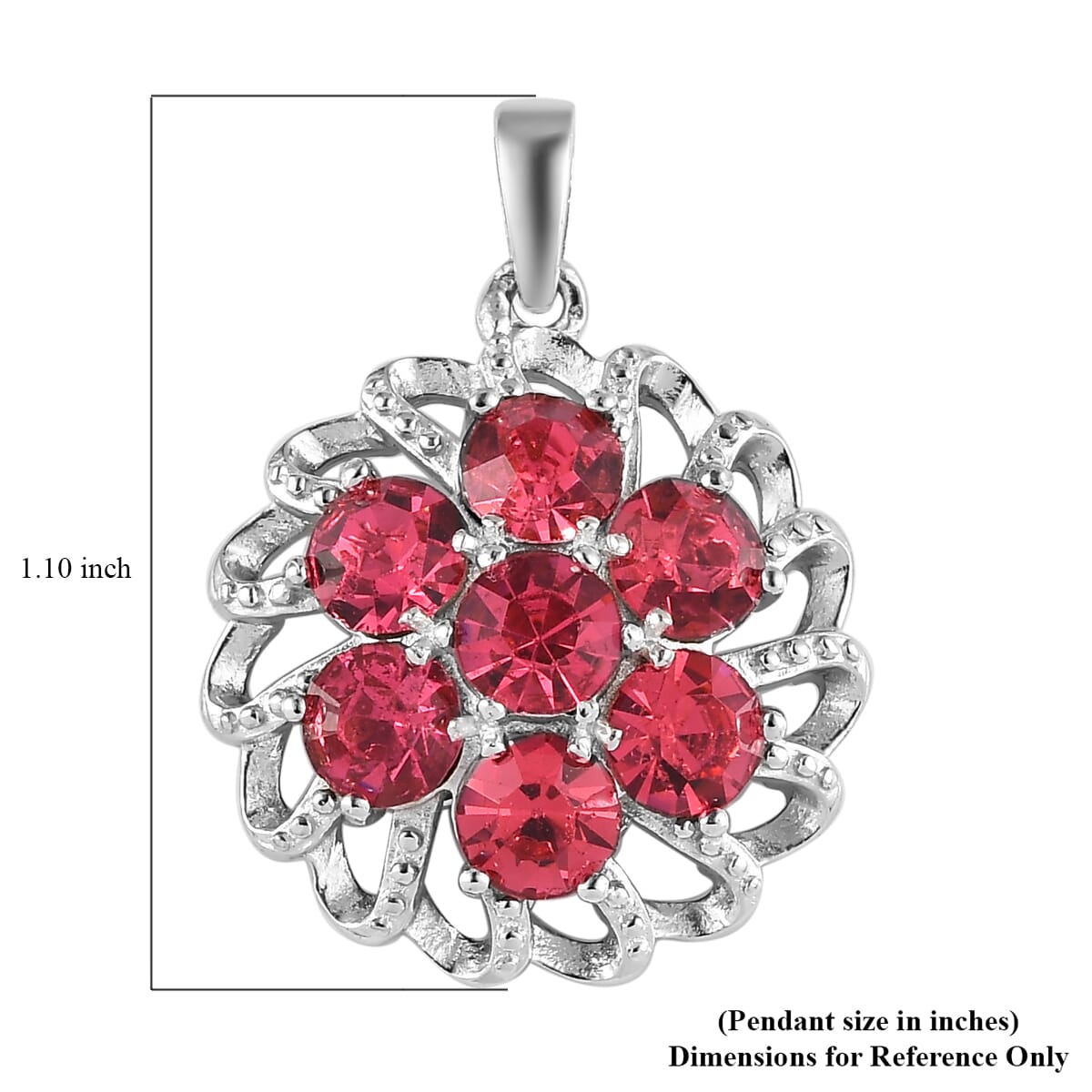 Karis Rose Color Crystal Floral Pendant without Chain in Platinum Bond image number 5