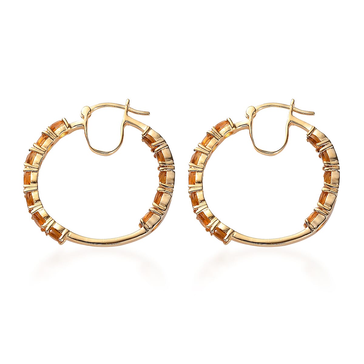 Santa Ana Madeira Citrine Hoop Earrings in Vermeil Yellow Gold Over Sterling Silver 4.00 ctw image number 3