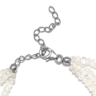 Premium Rainbow Moonstone Beaded Bracelet in Sterling Silver (7.25-9.25In) 65.50 ctw