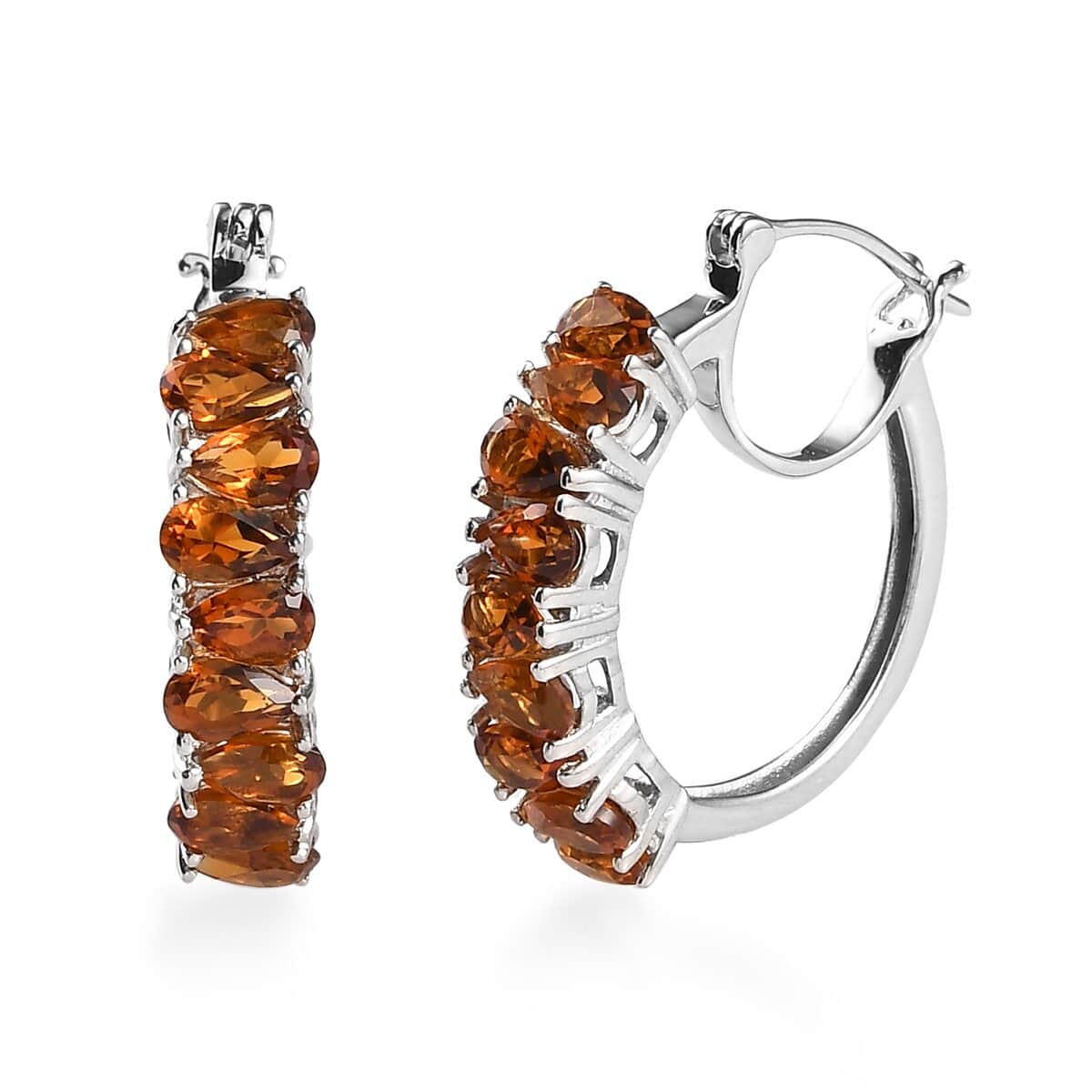 Santa Ana Madeira Citrine Hoop Earrings in Platinum Over Sterling Silver 3.49 ctw image number 0