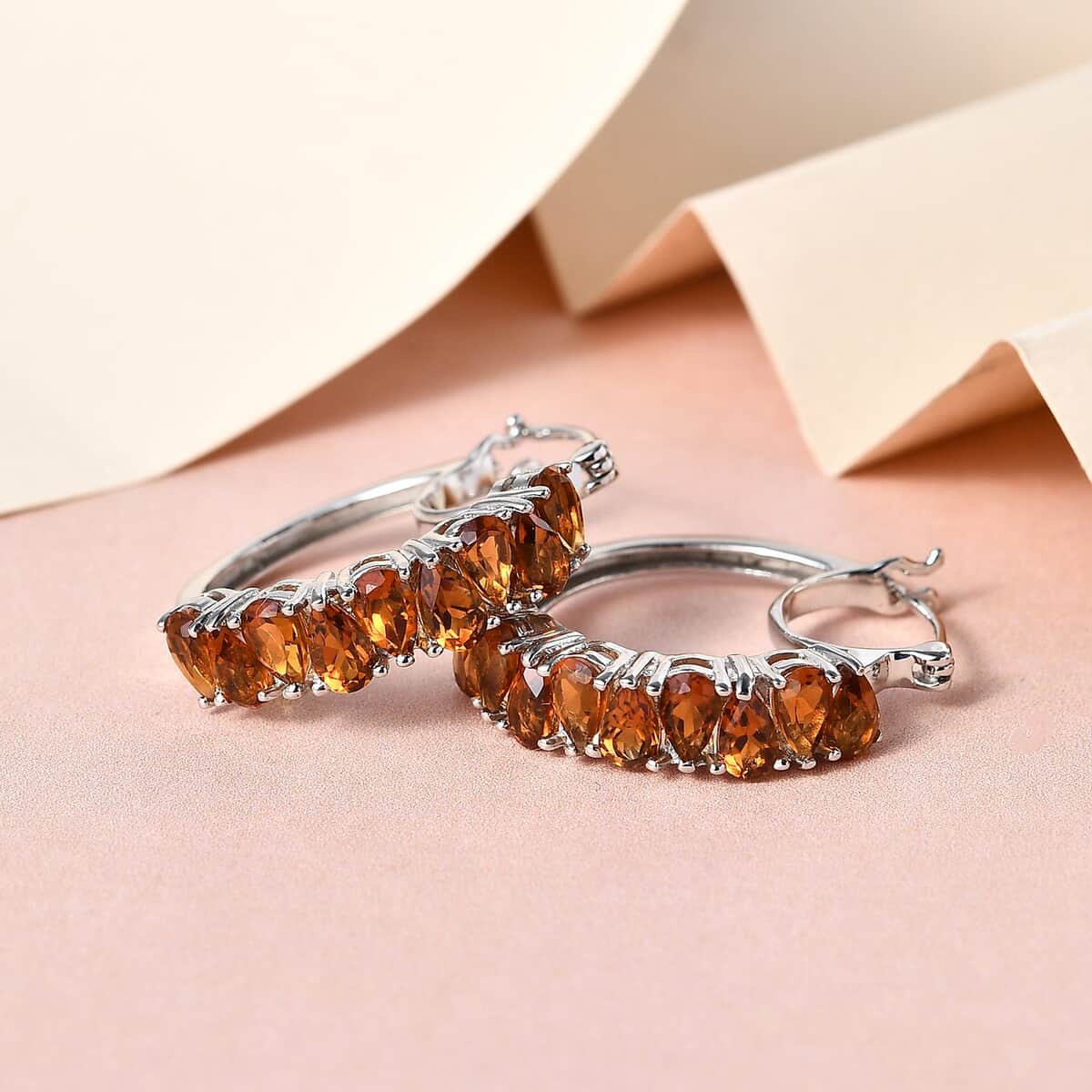 Santa Ana Madeira Citrine Hoop Earrings in Platinum Over Sterling Silver 3.49 ctw image number 1