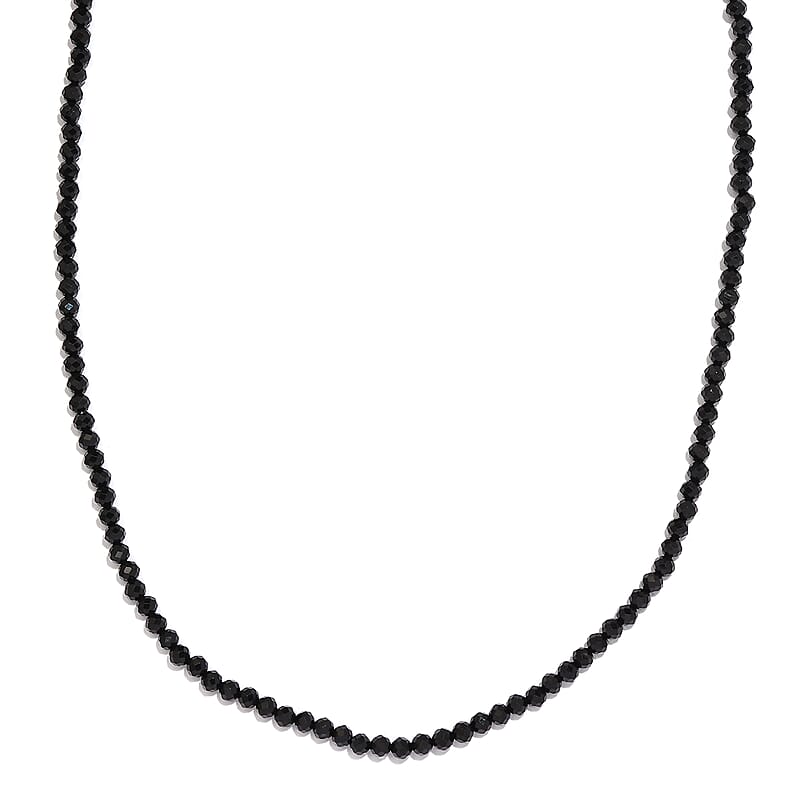 Thai Black Spinel Bead Necklace in Sterling Silver| Beaded Jewelry Silver| Birthday Gifts For Women (20 Inches) 43.00 ctw