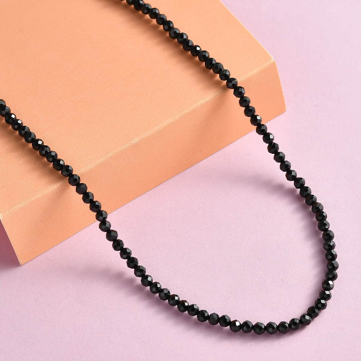 Doorbuster Natural Thai Black Spinel Beaded Necklace 20 Inches in Sterling Silver 43.00 ctw image number 1