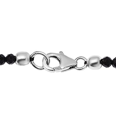 Thai Black Spinel Bead Necklace in Sterling Silver| Beaded Jewelry Silver| Birthday Gifts For Women (20 Inches) 43.00 ctw