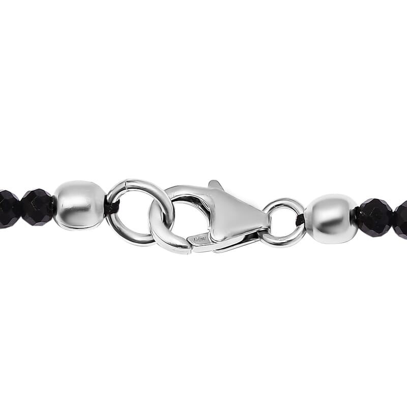 Thai Black Spinel Bead Necklace in Sterling Silver| Beaded Jewelry Silver| Birthday Gifts For Women (20 Inches) 43.00 ctw