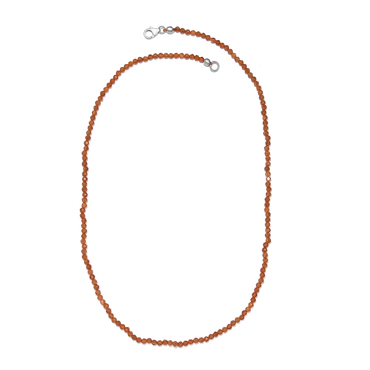 Ratnapura Hessonite Garnet Bead Necklace in Sterling Silver| Beaded Jewelry Silver| Birthday Gifts For Women (20 Inches)  40.50 ctw image number 3