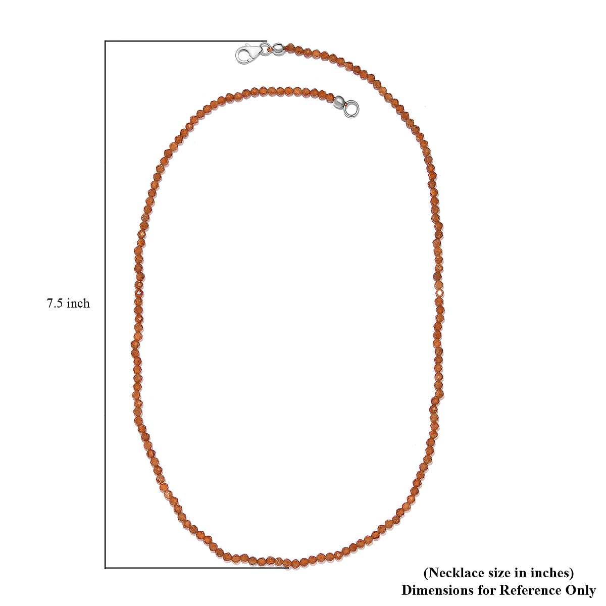 Ratnapura Hessonite Garnet Bead Necklace in Sterling Silver| Beaded Jewelry Silver| Birthday Gifts For Women (20 Inches)  40.50 ctw image number 5